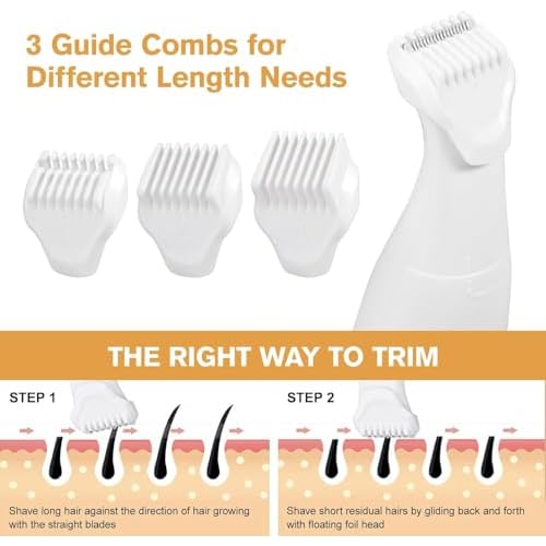 Bikini Trimmer for Women, Electric Razors for Silk Skin 5-in-1, IPX7 Waterproof, USB Rechargeable, Electric Razors for Women for Face, Eyebrows, Body, Bikini Zone with Charging Station