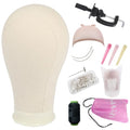 White Canvas Wig Head 23 Inch Mannequin for Wig Making & Styling