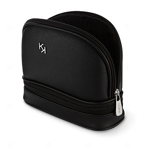 Makeup Organizer Case with Outer Pocket for Brushes and Cosmetics