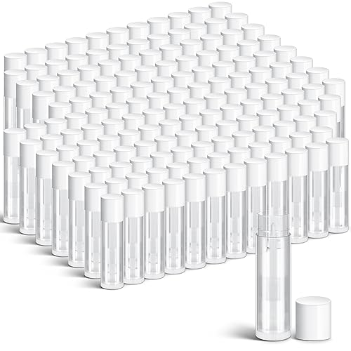 DIY Lip Balm Tubes with Caps - 200 Clear & White Empty Lipstick Containers