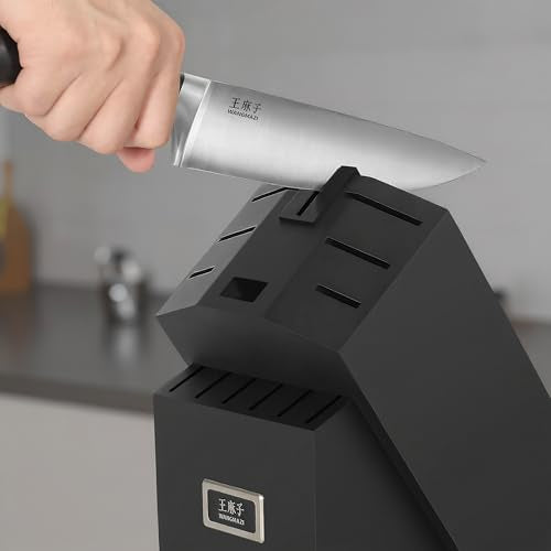 WANGMAZI Black Pro 15-Piece Kitchen Knife Block Set with High Carbon Steel