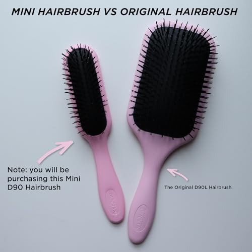 Denman Mini Deatngling Hairbrush for Short Hair - Gentle Wet & Dry Knot Remover for Kids and Adults, D90 Pink Crush