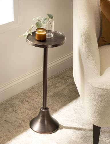 Kate and Laurel Sanzo Modern Pedestal Drink Table — 9x9x23, Bronze Hammered Iron