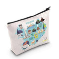 MEIKIUP Iceland Travel Cosmetic Bag - Map Iceland Bag with Zipper Pouch