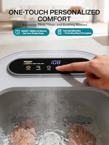 ALLJOY Grey Collapsible Foot Spa Bath with Heat, Bubble Massager & Pumice Stone
