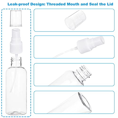 APACALI 50 Pack 2 Oz Clear Fine Mist Spray Bottles - Leak-Proof Travel Reusable