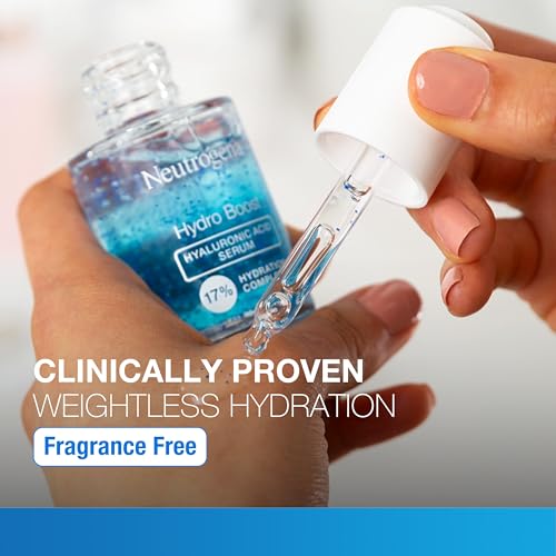 Neutrogena Hydro Boost Hyaluronic Acid Serum 1 Fl Oz Pack of 2 - Lightweight Hydrating Face & Neck Serum for Dry Skin