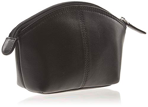 ili New York Genuine Leather RFID Blocking Cosmetic Makeup Pouch Black