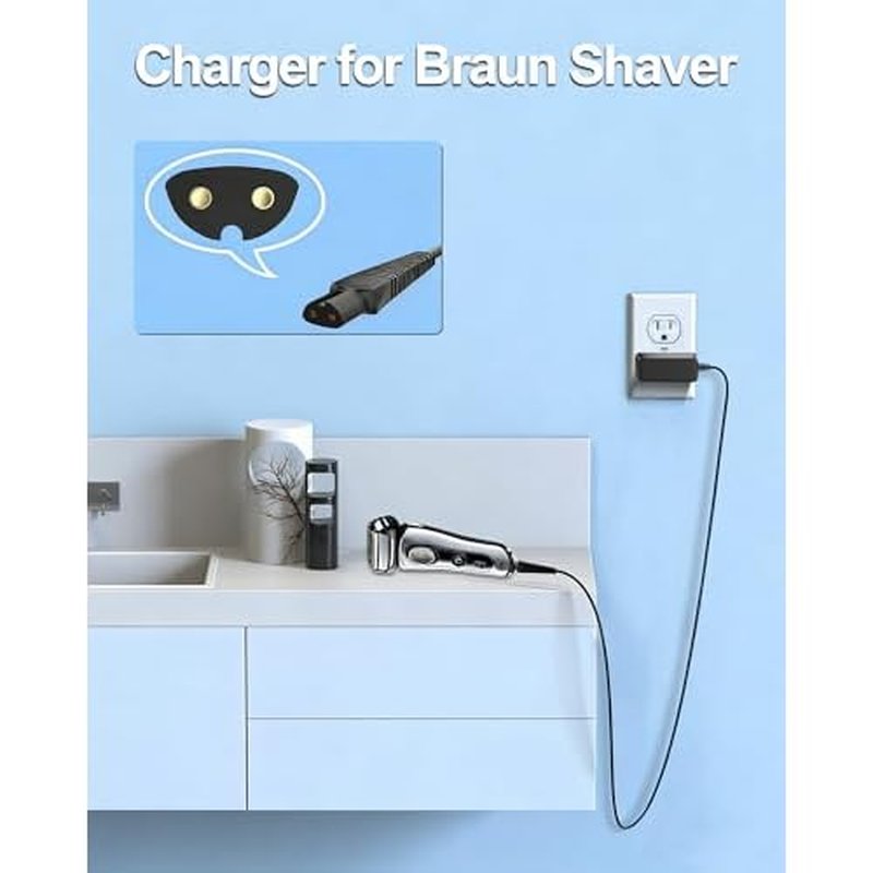 12V 5.9Ft Charger Compatible with Braun Shaver Series 9/7/5/3/1, XT5 Electric Razor Trimmer Charging Cord