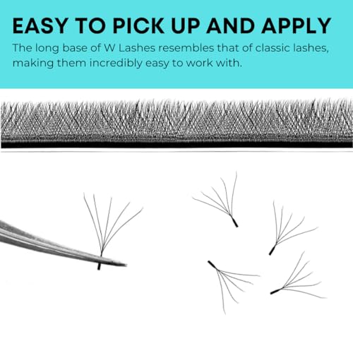 W Shape Eyelash Extension 5D Premade Volume Fans 0.07 C D Cluster W Fans Lashes Matte Black Volume Premade False Eyelashes (5D W 0.07 C, 9mm)