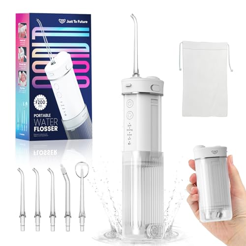 JTF Portable Water Flosser for Travel - White, Compact Mini Design, 4 Cleaning Modes