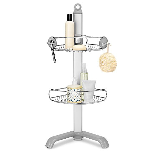Simplehuman Corner Shower Caddy - Stainless Steel & Anodized Aluminum, Adjustable Shelves