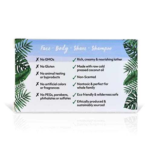 Organic Fiji Coconut Soap Bar Fragrance Free 7 oz Pack of 3 - Moisturizing & Pore Purifying