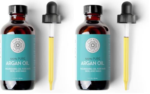 Pure Body Naturals 4 Fl Oz Argan Oil for Skin, Face & Hair — Pack of 2, Cold-Pressed, Non-Greasy