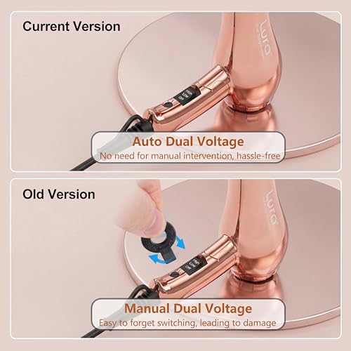 LURA Rose Gold Foldable Dual Voltage Travel Hair Dryer with Diffuser & Concentrator