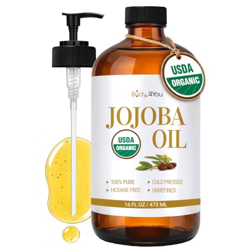 16 Fl Oz Organic Jojoba Oil - Cold Pressed, Unrefined Body & Hair Oil