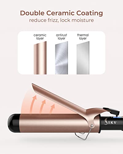IKV 1 3/4 Inch Large Curling Iron with Long Barrel for Long Hair, Fast Heating