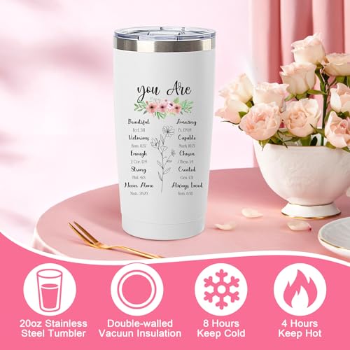 Christian Gifts for Women Faith Inspirational Religious Gifts Baskets for Mother Friends Grandma Encourage Bible Baptism Set with Canvas Tote Bag Socks Tumbler