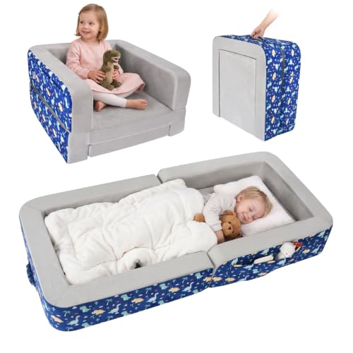 2-in-1 Toddler Travel Bed and Sofa for Kids Ages 25-48 Months
