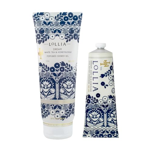LOLLIA Dream Bundle with Handcreme, 4 oz, 113 g, and Shower Gel, 8 fl oz, S cented Shea Butter Moisturizing Wash & Hand Lotion for Women, Hydrating Luxury Bath Skin Care Set