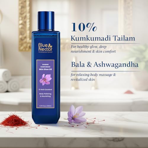 Kumkumadi Body Oil for Glowing Skin - 6.76 Fl Oz Ayurvedic Massage Oil