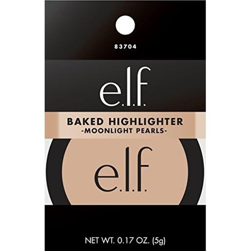 e.l.f., Baked Highlighter, Sheer, Shimmering, Hydrating, Blendable, Glides On, Creates a Radiant Glow, Nourishes, Moonlight Pearls, Infused with Vitamin E, Jojoba and Grape Oils, 0.16 Oz