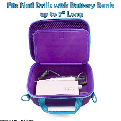 CASEMATIX Portable EFile Nail Drill Machine Case - Professional Hard Shell Bag for Rechargeable Nail Machine Compatible with Nails Drill from AIRSEE, AZ GOGO, MelodySusie, NATPLUS and More