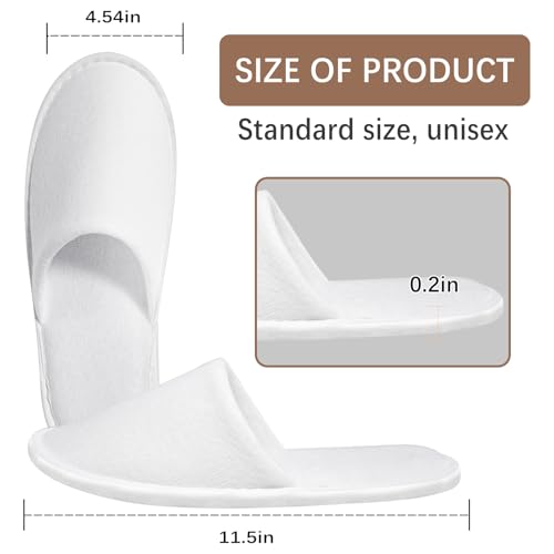 Disposable Slippers for Guests Bulk 30 Pairs Hotel Spa Travel White Men US 10/Women US 11