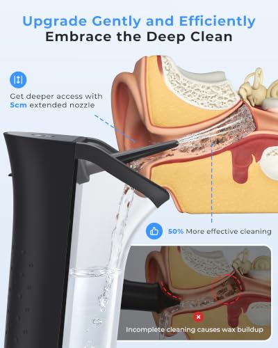 Deep Black Upgraded Electric Ear Wax Removal Kit with Magnetic Waste Tank