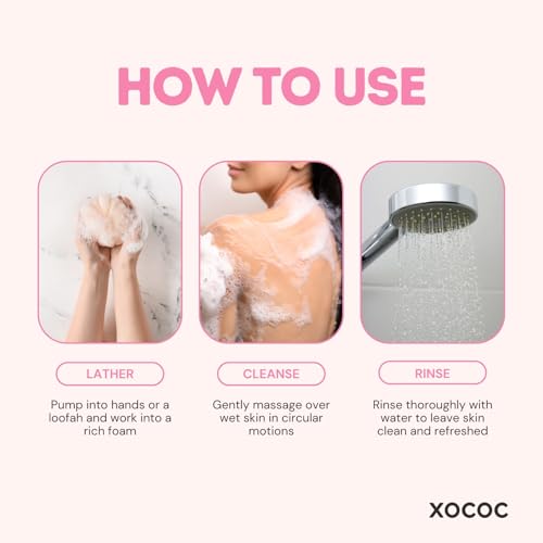 XOCOC Strawberry Milk Body Wash 33.8 fl oz | Moisturizing, pH-Balanced Shower Gel
