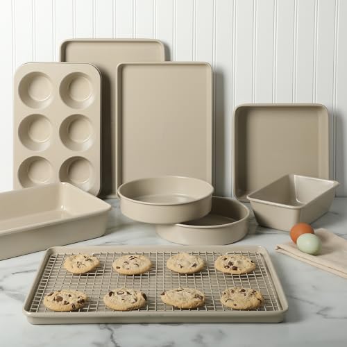 Martha Stewart Gallen 10-Piece Ceramic Nonstick Bakeware Set - Taupe