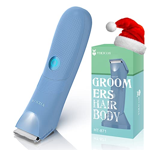 VIKICON Bikini Trimmer for Women: Painless Electric Pubic/Leg Shaver w/Light, Ceramic Hypoallergenic Blade, Waterproof Cordless Razor for Sensitive Skin, Travel-Ready Body Groomer, Gift for Her