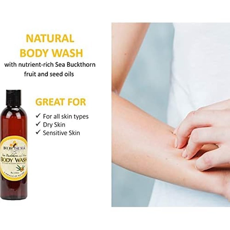 Bee By The Sea Body Wash and Body Butter Skin Care Bundle Set Naturally Enriched with Sea Buckthorn and Honey for All Skin Types