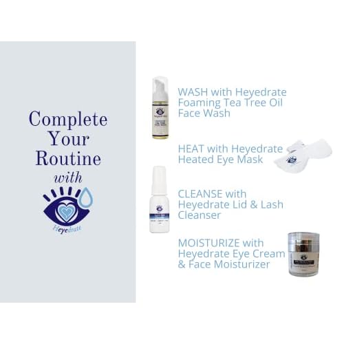 Heyedrate Foaming Tea Tree Face Wash & Eyelid Cleanser and Lid & Lash Cleanser Spray Bundle - Natural, Organic Cleanser with Aloe Vera - Gentle, Pure Hypochlorous Acid Spray for Eye Irritation (2oz.)