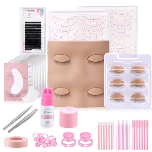Eyelash Extension Practice Kit with Silicone Mannequin Head & Tools - Lash Training Set