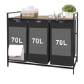Large 3-Section Laundry Hamper with Storage Shelf - 210L Capacity, Clothes Organizer