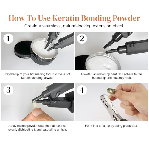 Black 50g Keratin Glue Powder for Hair Extensions - Fusion & Re-Tipping