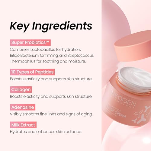 NEOGEN Probiotics Relief Cream 1.76 oz (50g) - Hydrating & Firming Facial Moisturizer with Probiotics Lactobacillus & Bifida & Collagen - Korean Skin Care