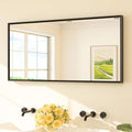 TETOTE Matte Black 48x24 Inch Beveled Bathroom Mirror with Frame for Over Sink