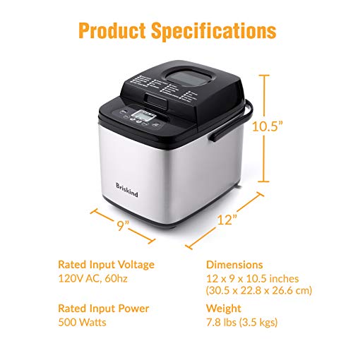 Stainless Steel Compact Bread Maker Machine 1.5 lb, 19 Programs, Carrying Handle