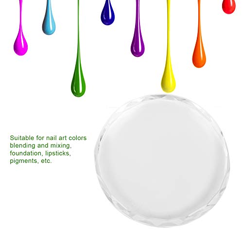 Glass Nail Art Palette, Round Makeup Mixing Palette for Nail Polish, Gel & Paint, Cosmetic Glass Tray for Nail Art, Eyelash Glue & DIY Drawing Tool
