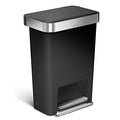 Simplehuman 45L Rectangular Kitchen Trash Can with Lid Shox Black - Step Pedal & Liners