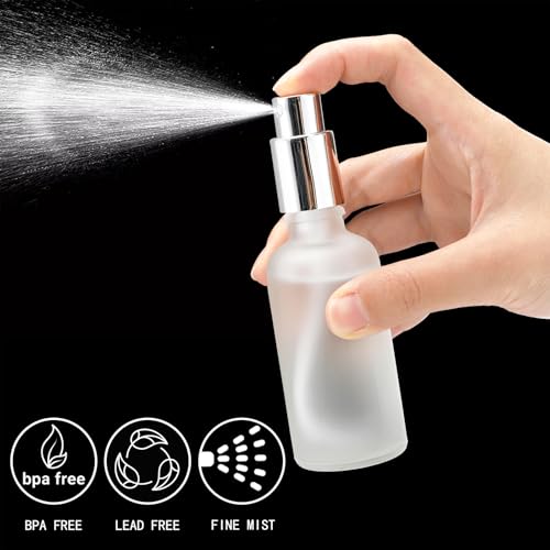 16 Pack 50ml Frosted Glass Spray Bottles with Fine Mist Nozzle - Refillable Essential Oil & Perfume Atomizers
