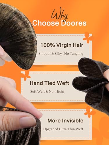 Hair Extensions Real Human Hair 20 Inch Dark Brown to Chestnut Brown 60g – Seamless Sew-In, Clip-In, Tape-In & Micro Beads