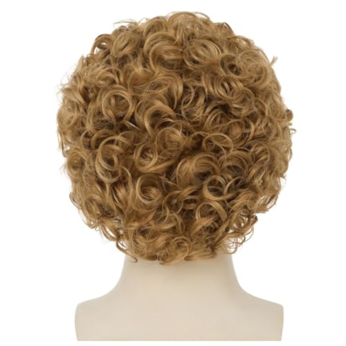 Tseses Blonde Curly Afro Wig for Men – Short Fluffy Rocker Style, 70s/80s Cosplay