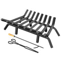 Jusgym 24 Inch Square Fireplace Grate with 8 Support Legs & Fire Tongs & Poker