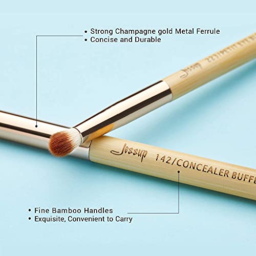 Jessup Eyeshadow Brushes Set Bamboo 15pcs T137 with 5pcs Makeup Artist Large Face Makeup Brushes Set T273
