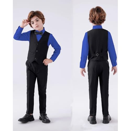 Boy's 5-Piece Suit, Boys' Formal Suit Set with Vest Pants and Tie, Boys Formal Dresswear Vest Set, Toddler Boy Vest Set
