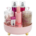Paris Hilton 360¡Æ Rotating Makeup Organizer Tray, Large Capacity for Skincare & Beauty Essentials, Fluted Design with Gold Accents, 8.75-Inch, Pink