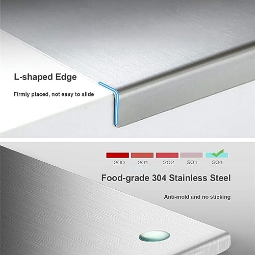31.5”x 19.7” Stainless Steel Chopping and Kneading Board with Lip and Rolling Pin
